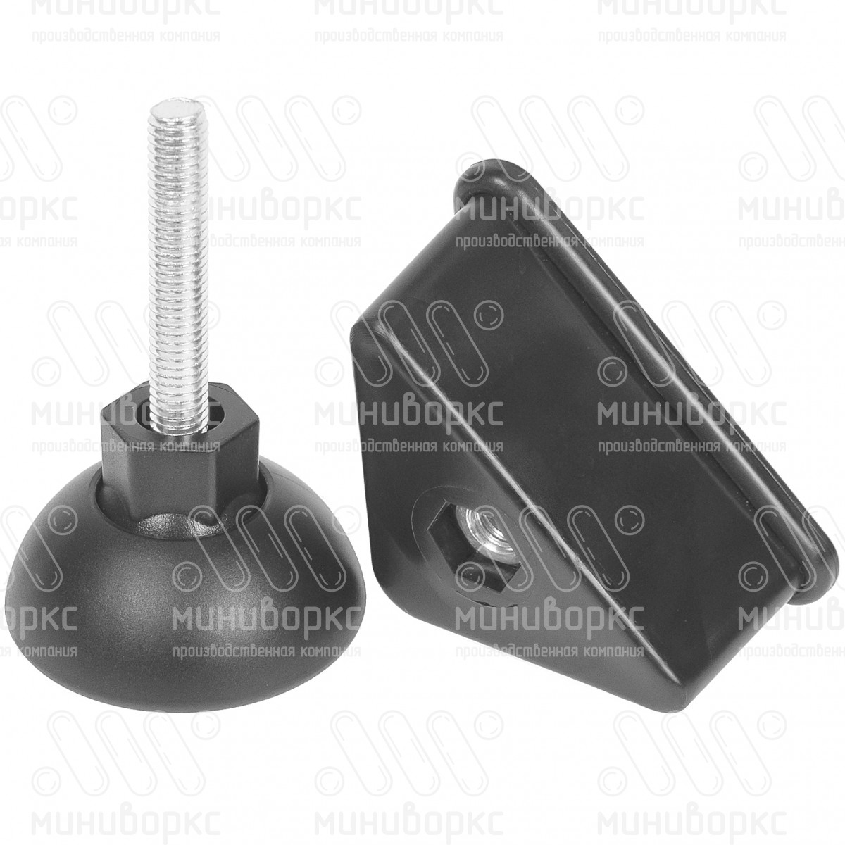 Комплект опоры под уголок 38х38, 40х40 мм и шарнирной опоры с основанием Ø50 мм, под ключ 17, цвет черный – U40-40M10.D50x45 - 9