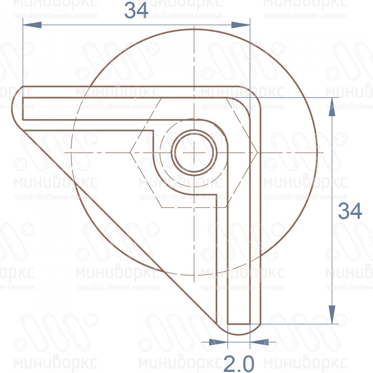 Опора регулируемая угловая 34x34 – U34-34M8.D40x20 | картинка 6