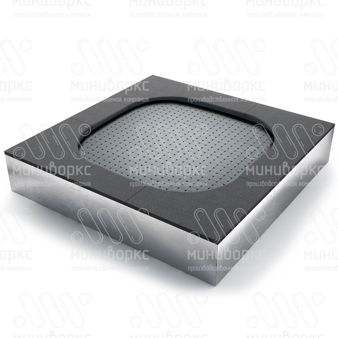 Батут квадратной формы, антивандальный, встраиваемый, для детских площадок, цвет черный/желтый – SL1500-1018/9005 - 6