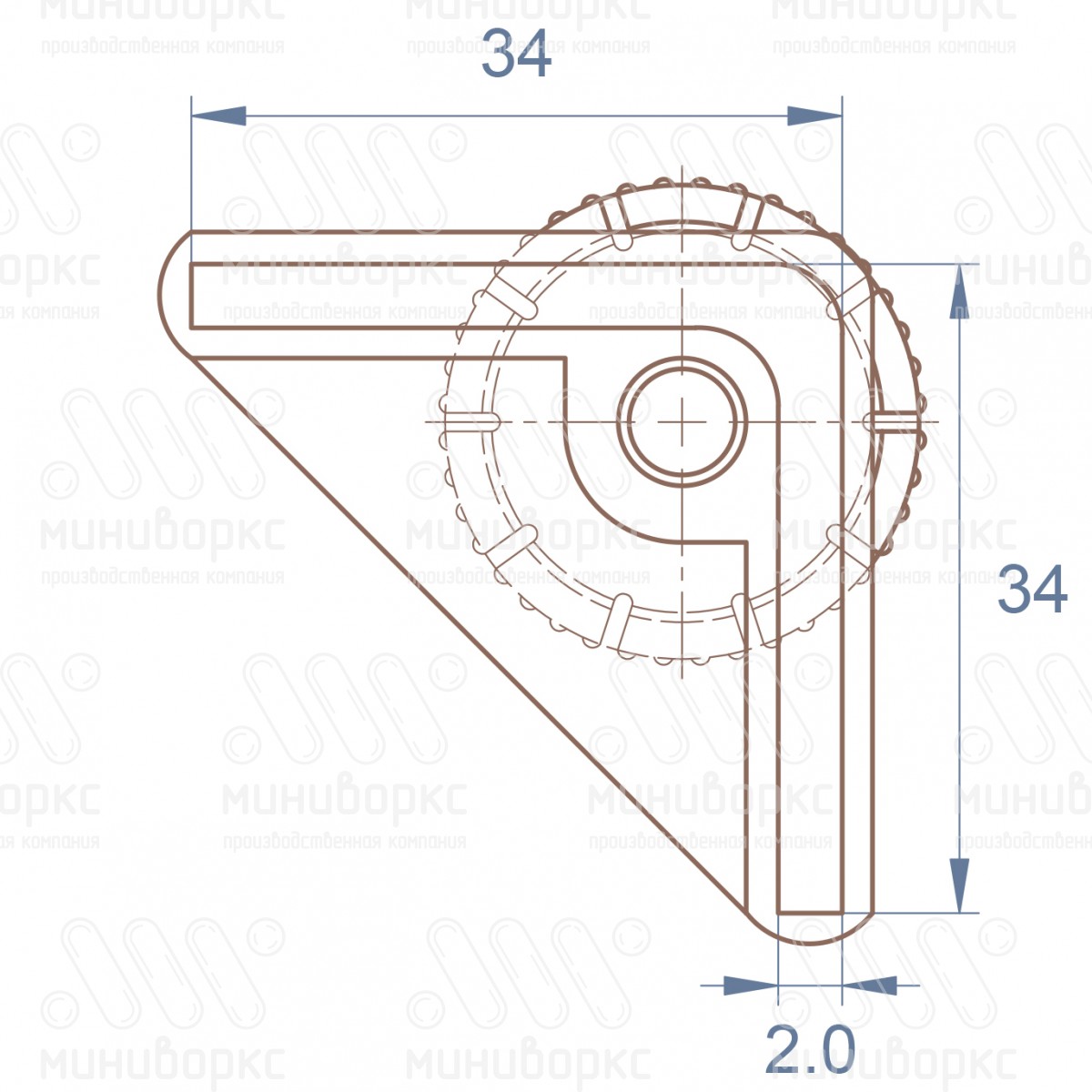 Опора регулируемая угловая 34x34 – U34-34M8.D25x15 | картинка 6